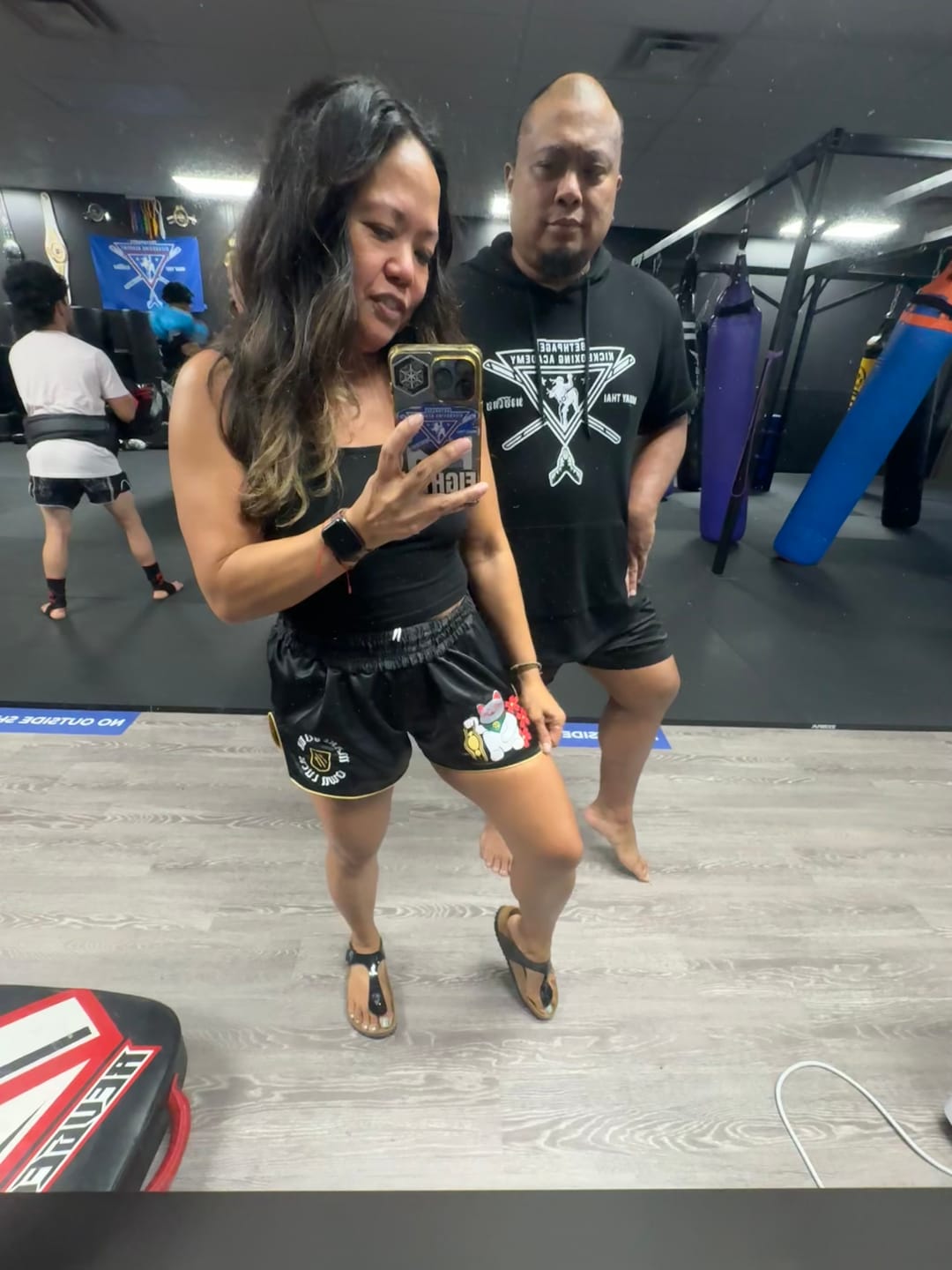 Customer photo review of Money Cat Muay Thai Shorts