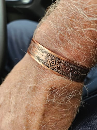 Customer photo review of Mens Masonic Bangle Pure Copper  Bracelet - Magnetic
