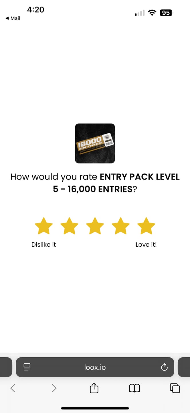 Customer photo review of ENTRY PACK LEVEL 5 - 16,000 ENTRIES