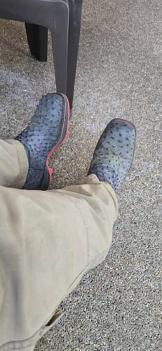 Customer photo review of Grey Ostrich Leather Boots With 3D Lightweight Sole - Composite Toe