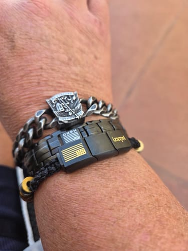 Customer photo review of Tiger's Eye Battle Beaded Bracelet: Helps Pair Veterans With A Service Dog Or Shelter Dog