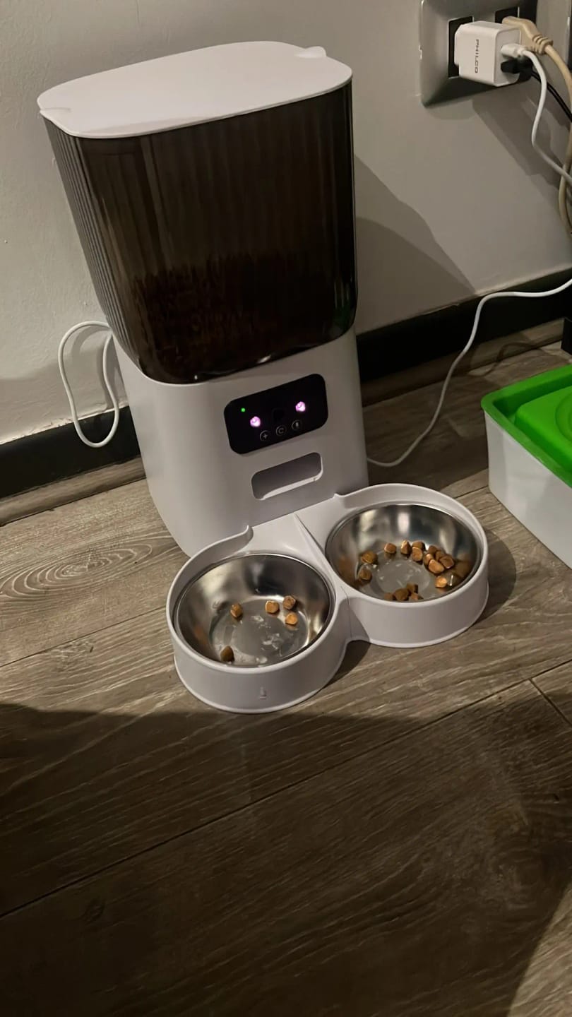 Customer photo review of 5L Double Bowls Smart Automatic Camera Feeder for Cat and Dog