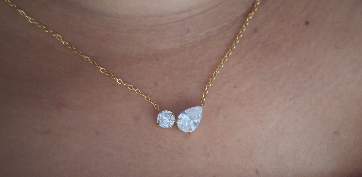 Customer photo review of Double Drop Delicacy Gold Chain Necklace