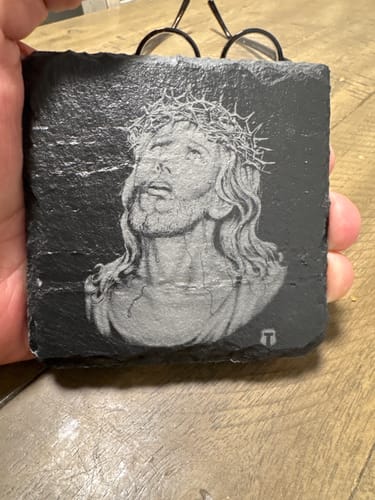 Customer photo review of Our Savior Engraved Coaster