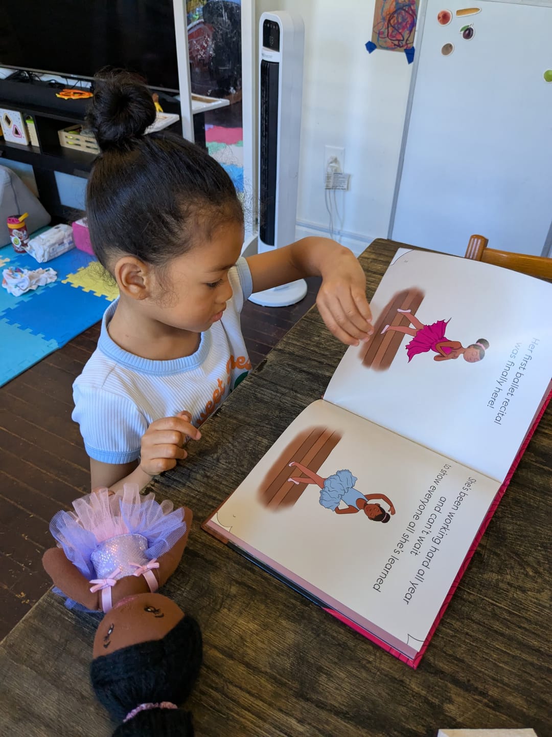 Customer photo review of Beautiful Curly Me Imara Ballerina 10 inch Plush Doll & Storybook Set