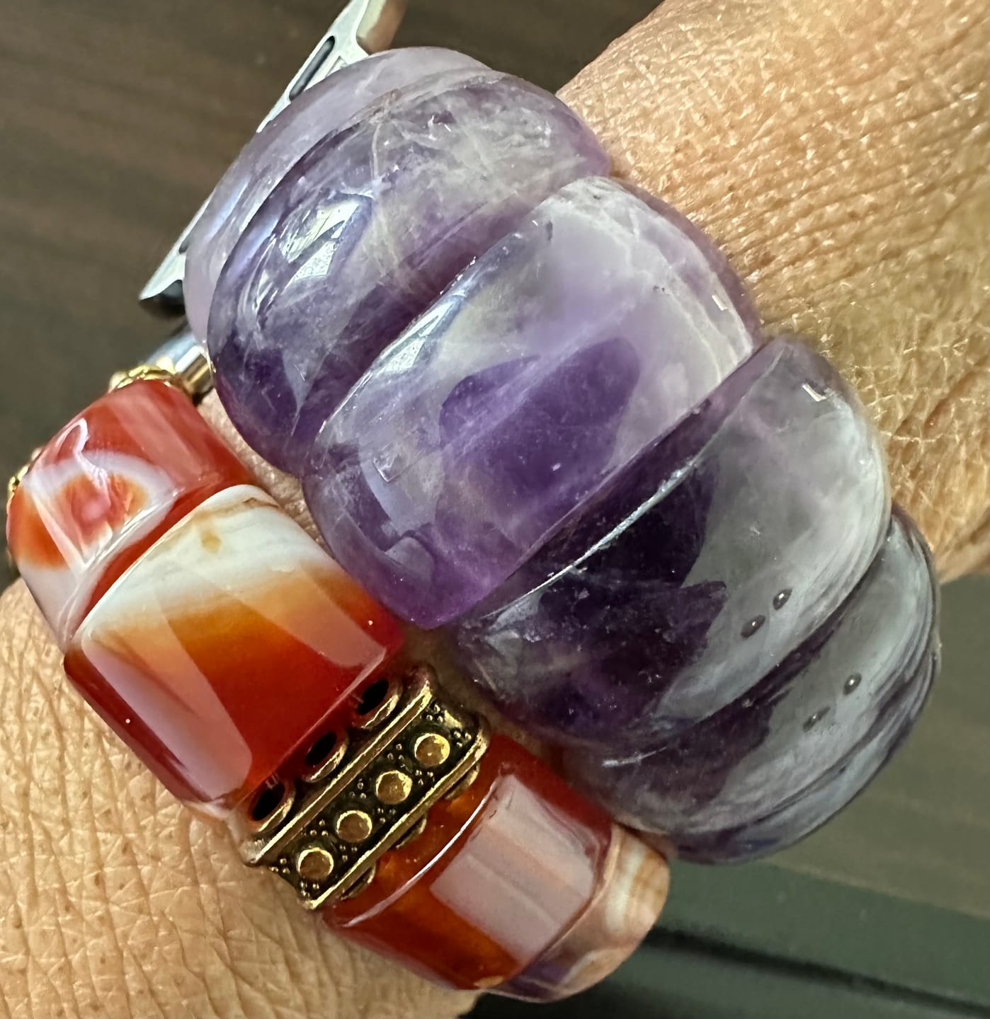Customer photo review of Amethyst Allure Stretch Apple Watch Strap