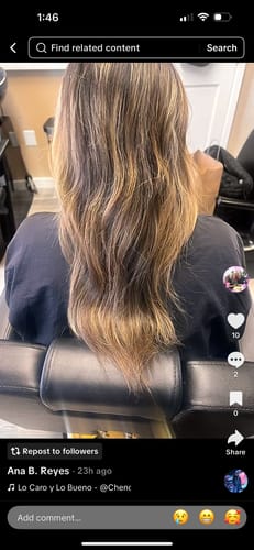 Customer photo review of Tape in Hair Extensions Virgin Hair Invisible Tape-ins Balayage Brown mix Blonde #4/27/4
