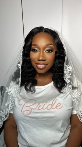 Customer photo review of CurlyMe Pre-cut 9x6 Lace M-cap Wear Go Glueless Mini Knots Wand Curl Hair HD Lace Front Wig Pre-plucked