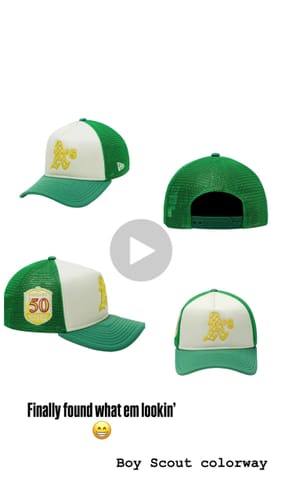 A. V. review of 9FORTY A-Frame Trucker Oakland Athletics Check Flag Green Snapback image 1 out of 1