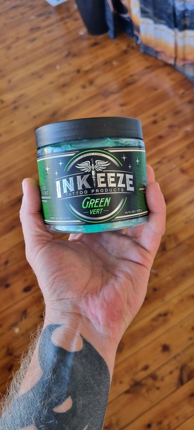 Customer photo review of Inkeeze Green Glide tattoo ointment