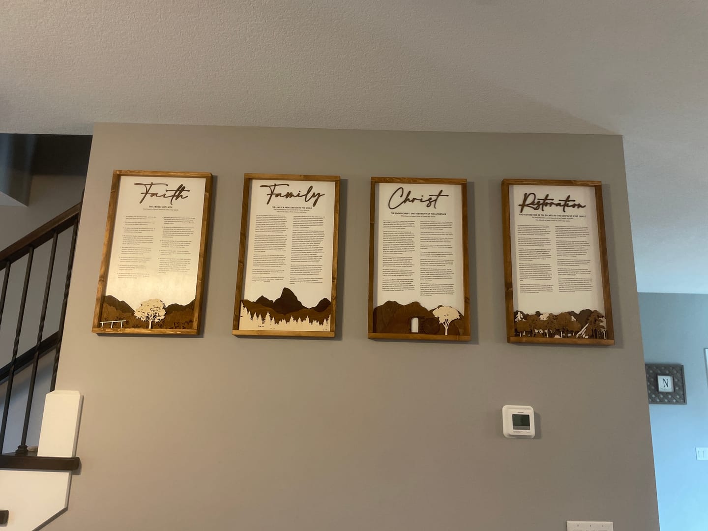 Customer photo review of 4-Piece Framed LDS Proclamation Signs With Beautiful Multi-layered Scenes