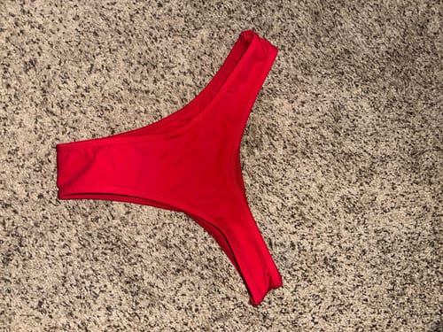 Customer photo review of CARSON Scarlet Red Cheeky Bikini Bottom