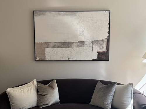 Customer photo review of Pure White Textured Geometric Art – Minimalist Abstract Canvas for Modern Interiors