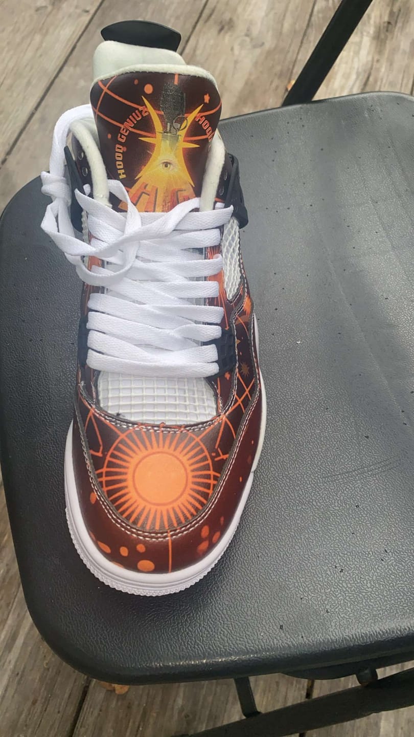 Customer photo review of Custom Low-Top Retro Court Sneakers | Personalized AJ1-Inspired Street Style Shoes with Name or Logo | Unique Gift for Sneaker Fans