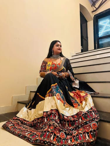 Customer photo review of Black Color Digital Printed Mirror Work Chaniya Choli