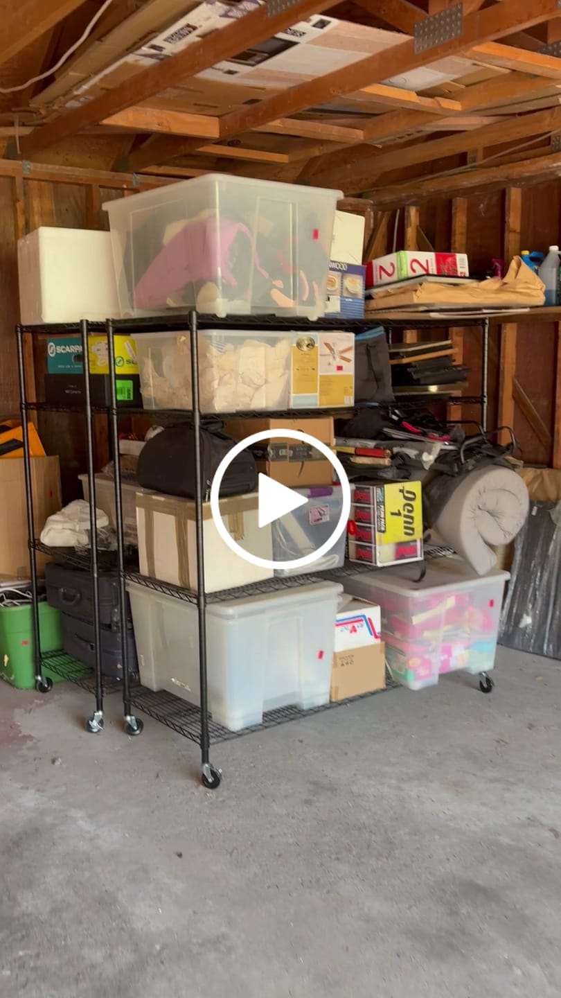 Customer video review of Reibii 60" W x 24" D Wire Storage Shelves, Rolling heavy duty shelves, Adjustable Metal Shelves Load 2878 lbs,Storage Shelves for Garage Closet Pantry Basement