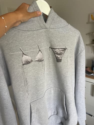 Customer photo review of air dry grey hoodie