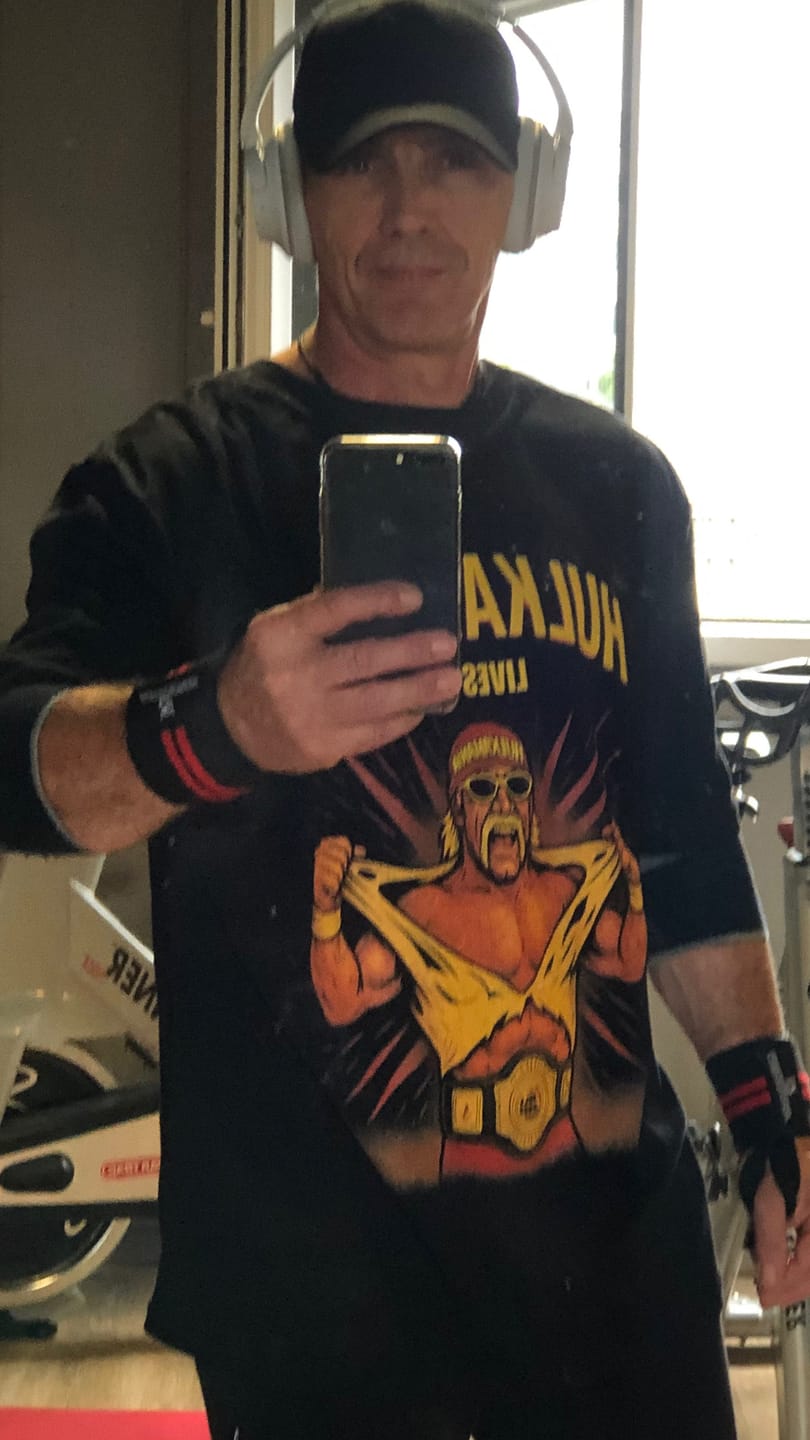 Customer photo review of HULKAMANIA LIVES ON Unisex Premium Shirt (Backprint)