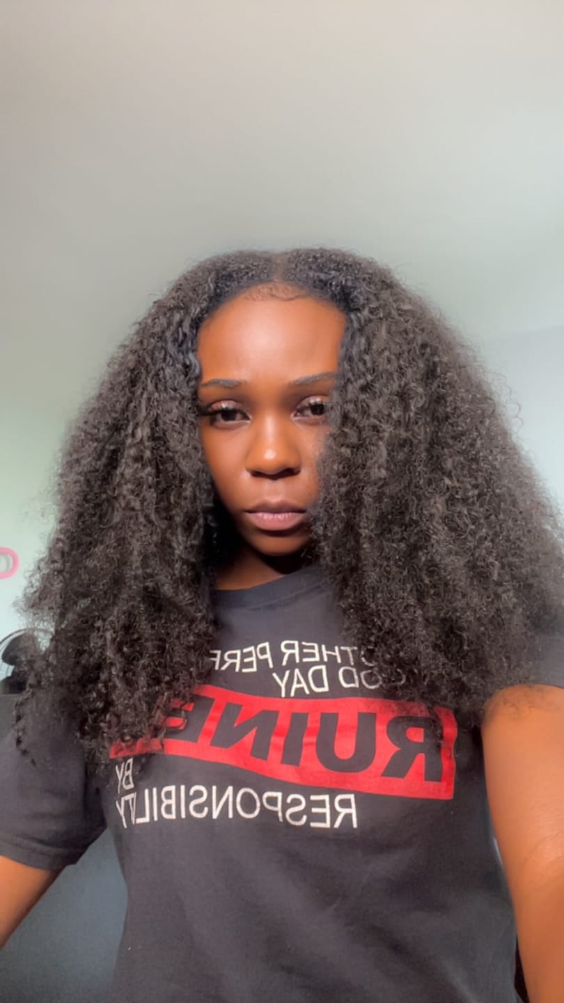 Customer photo review of Afro Kinky Curly Human Crochet Hair