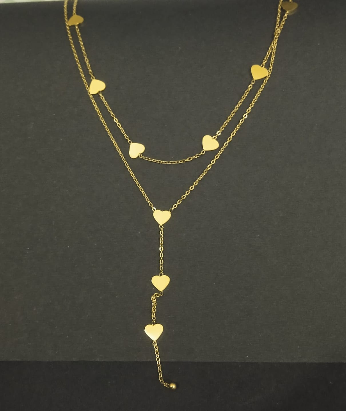 Customer photo review of Two-Layered Heart Charm Necklace