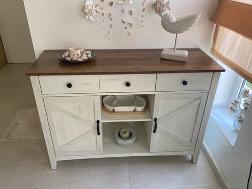 Customer photo review of Μπουφές Κονσόλα Εισόδου έπιπλο Τηλεόρασης 40 x 114,5 x 80 εκ Παλαιωμένο Λευκό BB-K371W02V1