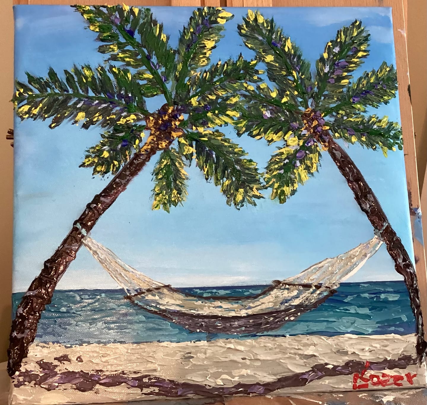 Customer photo review of Ultramarine Blue 16 oz | Thick & Creamy Acrylic Paints for Artists | DabblePaints™️
