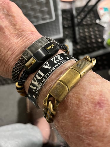 Customer photo review of Viking Courage Cuban Link Bracelet: Helps Pair Veterans With A Service Dog Or Shelter Dog