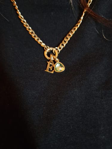 Customer photo review of Letter & birthstone necklace gold