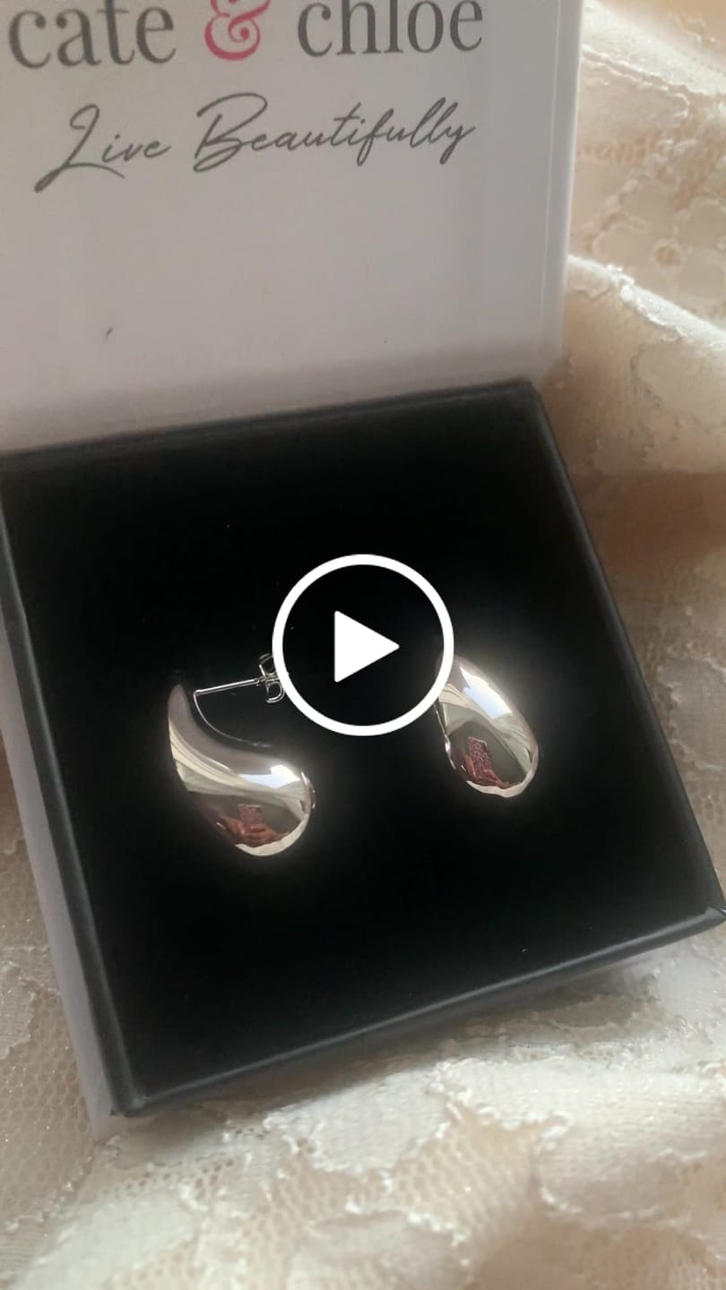 Customer video review of Olive 18k White Gold Plated Teardrop Stud Earrings