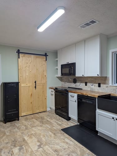 Customer photo review of Farmhouse Wooden Dimmable LED Ceiling Light