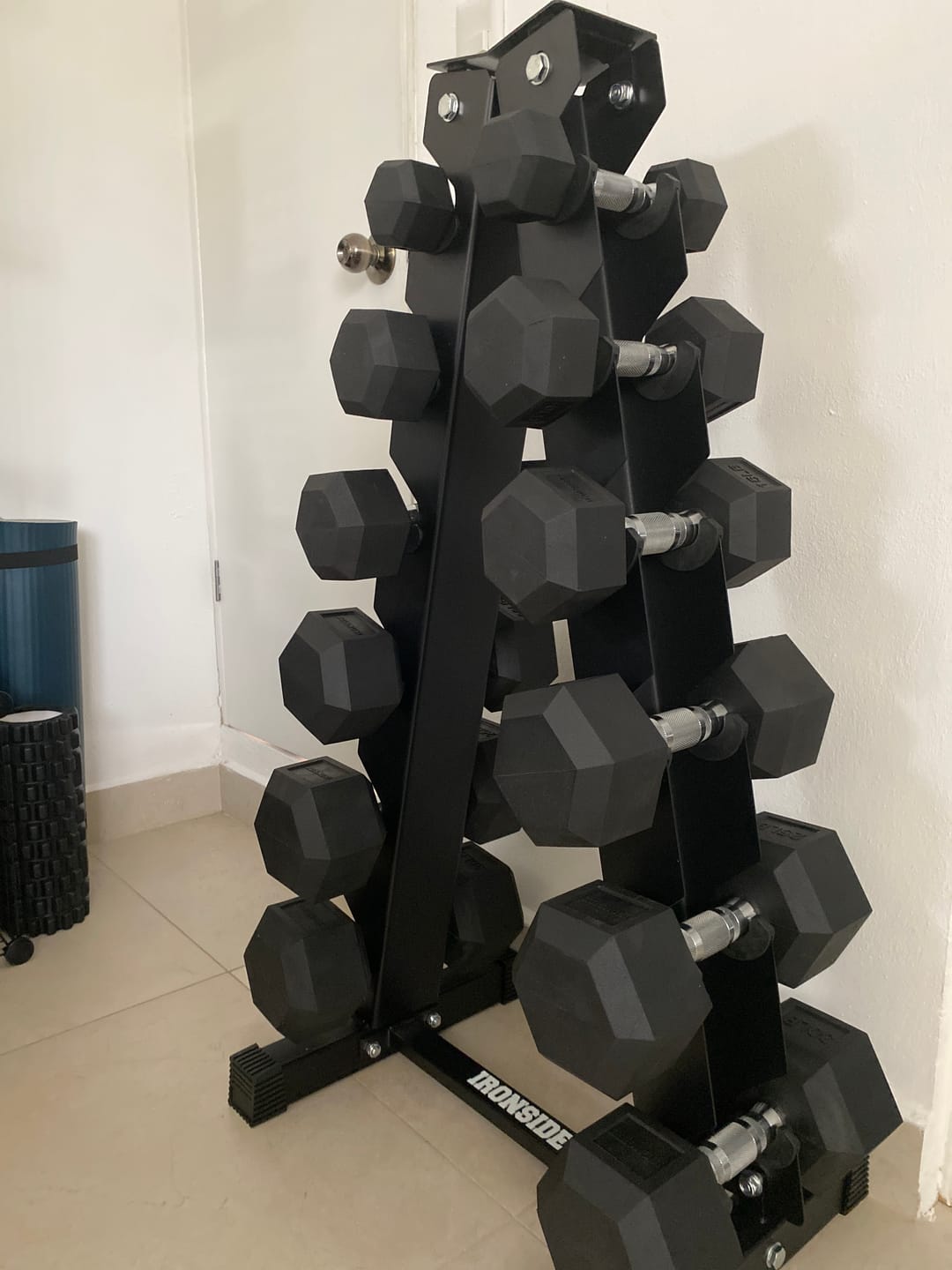 Customer photo review of Pack IRONSIDE Mancuernas Hexagonales (LB) + Rack de Almacenamiento