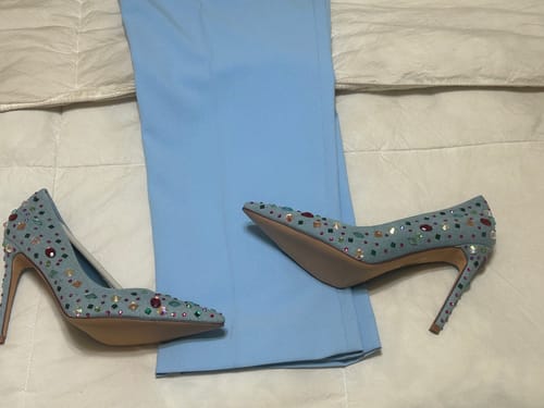 Customer photo review of CAMELLIA-BLUEDENIM STILETTO PUMP