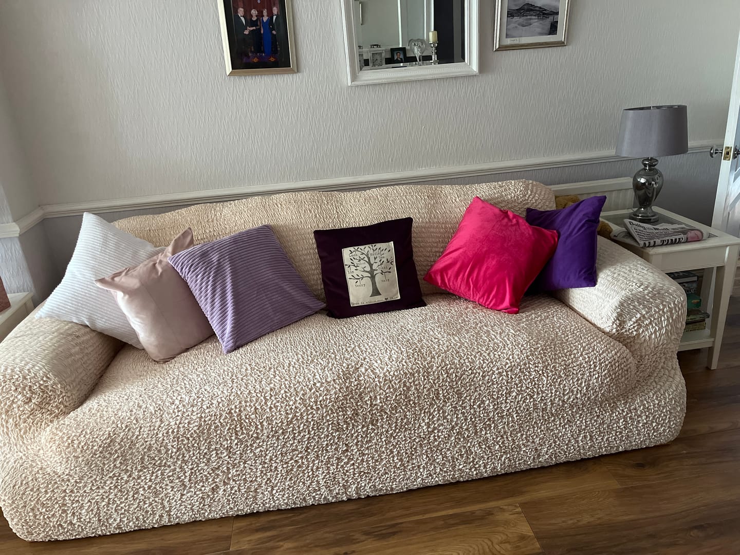Customer photo review of 4 Seater Sofa Cover - Beige, Microfibra Collection