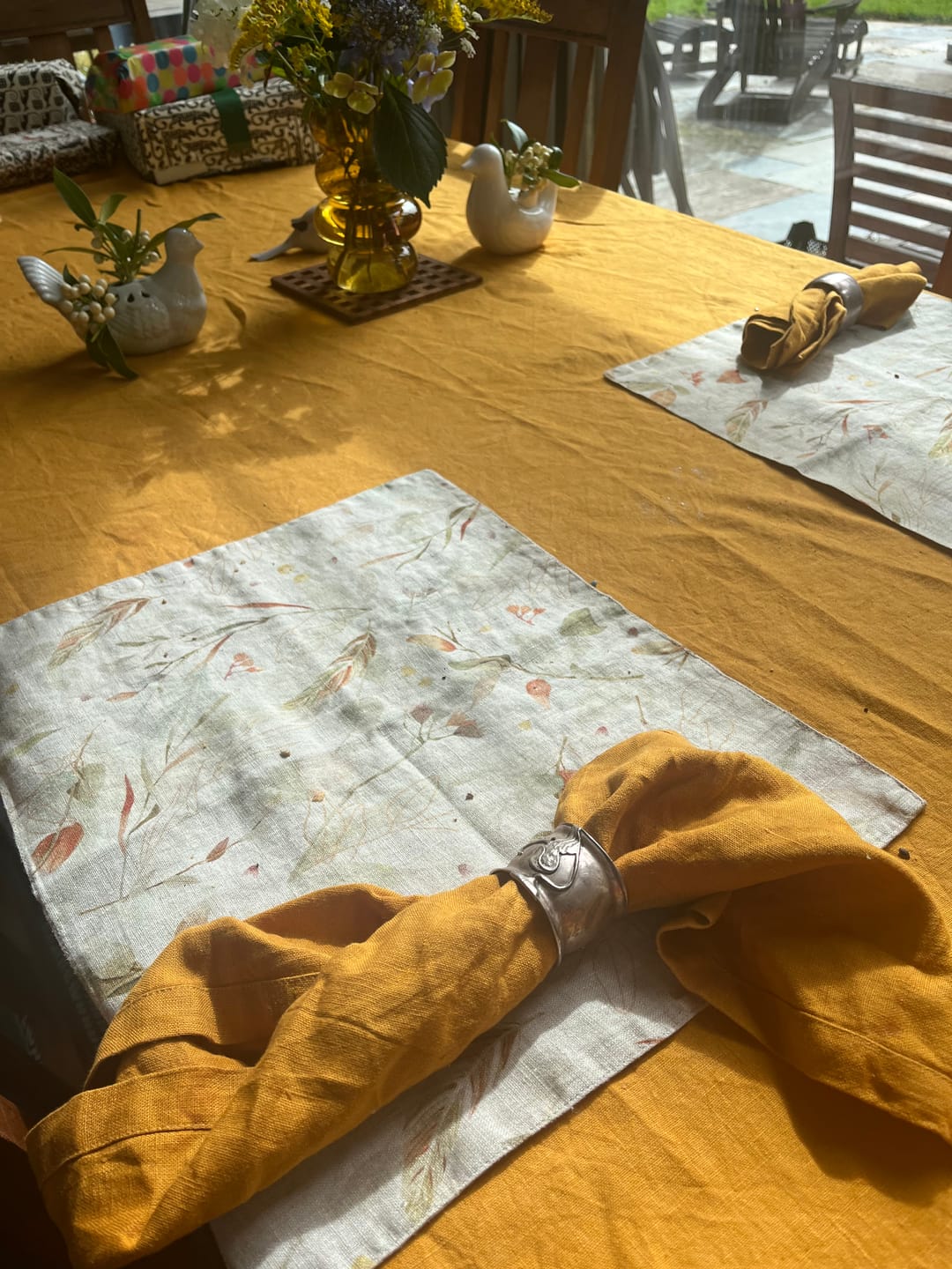 Customer photo review of Leaves on Natural Linen Placemat