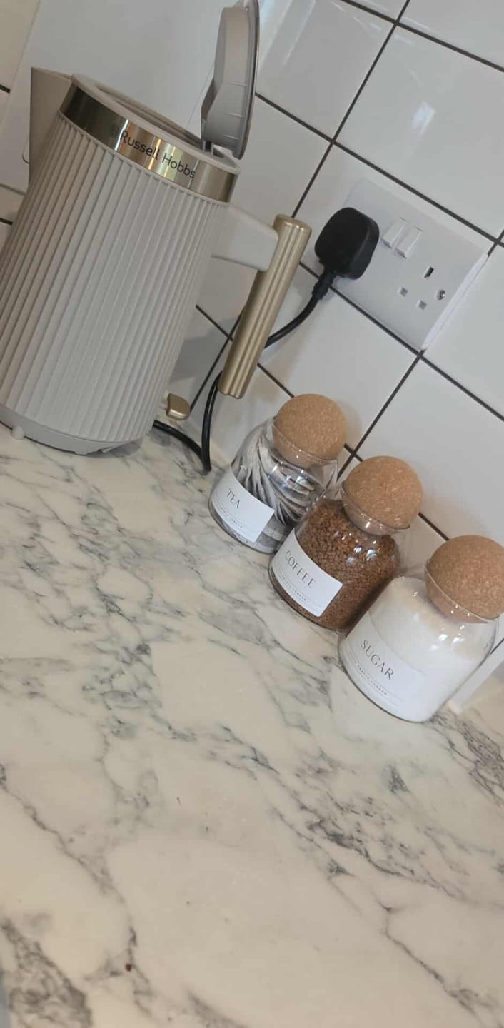 Customer photo review of Set of 3 Cork Ball Glass Jars - Tea, Coffee and Sugar 500ml