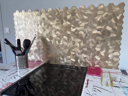 Customer photo review of Mosaïque Adhésive Or Luxe pour Crédence de Cuisine - Facile à Poser