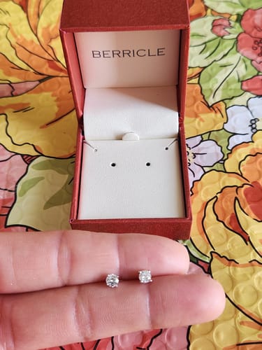 Customer photo review of Solitaire CZ Stud Earrings in Sterling Silver