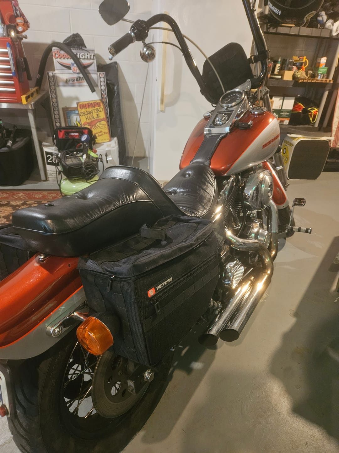 Customer photo review of 18L - Patriot Medium Motorcycle Throw Over Saddlebags for Harley Dyna Wide Glide FXDWG/I