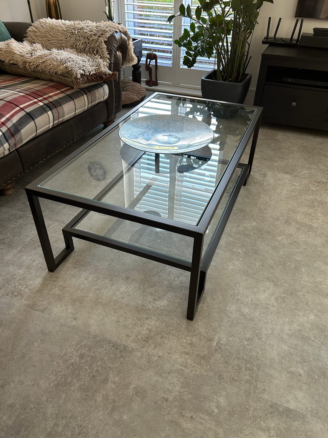 Customer photo review of Hudson Glass Metal Coffee Table - Dark Bronze