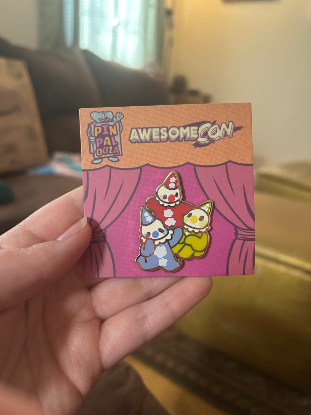 Customer photo review of Cute Clowns Enamel Pin