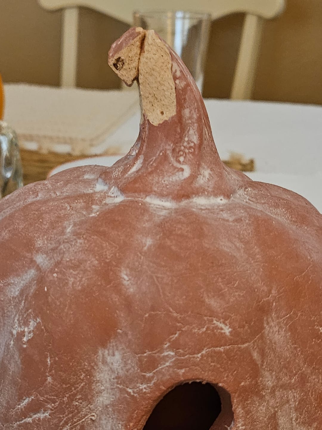 Customer photo review of Terracotta Ghost Face Pumpkin | Whitewashed