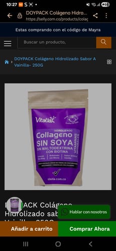 Customer photo review of BATIDO X 250g- DOYPACK Colágeno Hidrolizado sabor a Vainilla- 250G