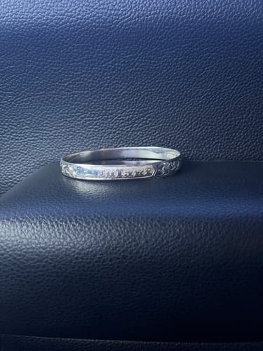 Customer photo review of 8mm Personalized Heirloom Bangle (Sterling Silver)