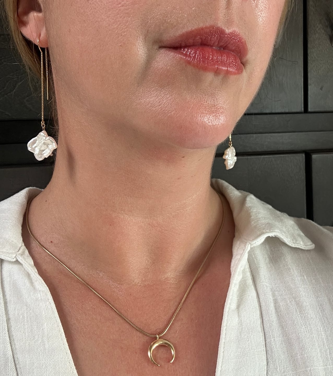 Customer photo review of Nestani Threader Earrings