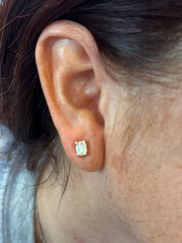 Customer photo review of 0.50-3.00 CT Emerald Cut Natural Diamonds - Stud Earrings