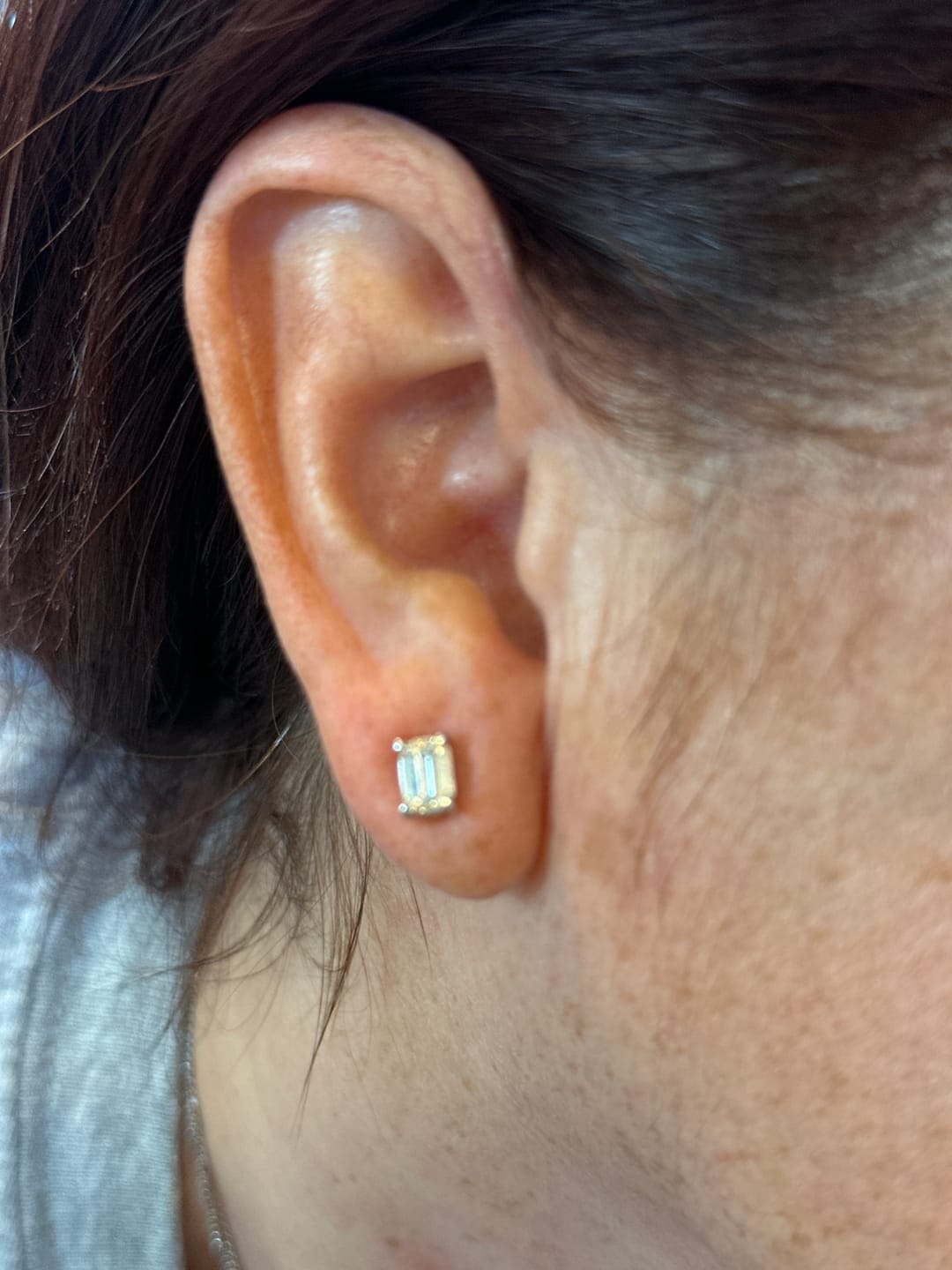 Customer photo review of 0.50-3.00 CT Emerald Cut Natural Diamonds - Stud Earrings