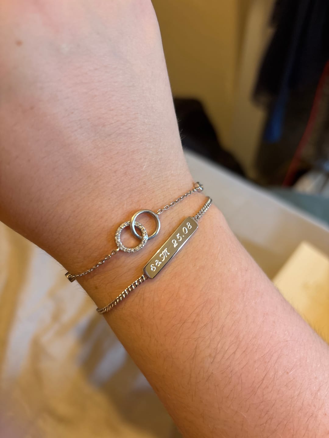 Customer photo review of The Engraved Bracelet Silver