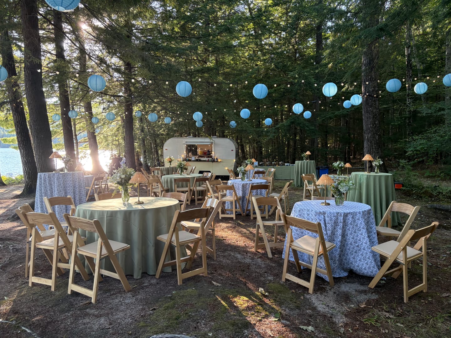 Customer photo review of 12 Inch Serenity Blue Parallel Ribbing Round Paper Lantern