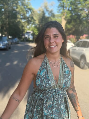 Customer photo review of GOLD OCEAN LETTER NECKLACE