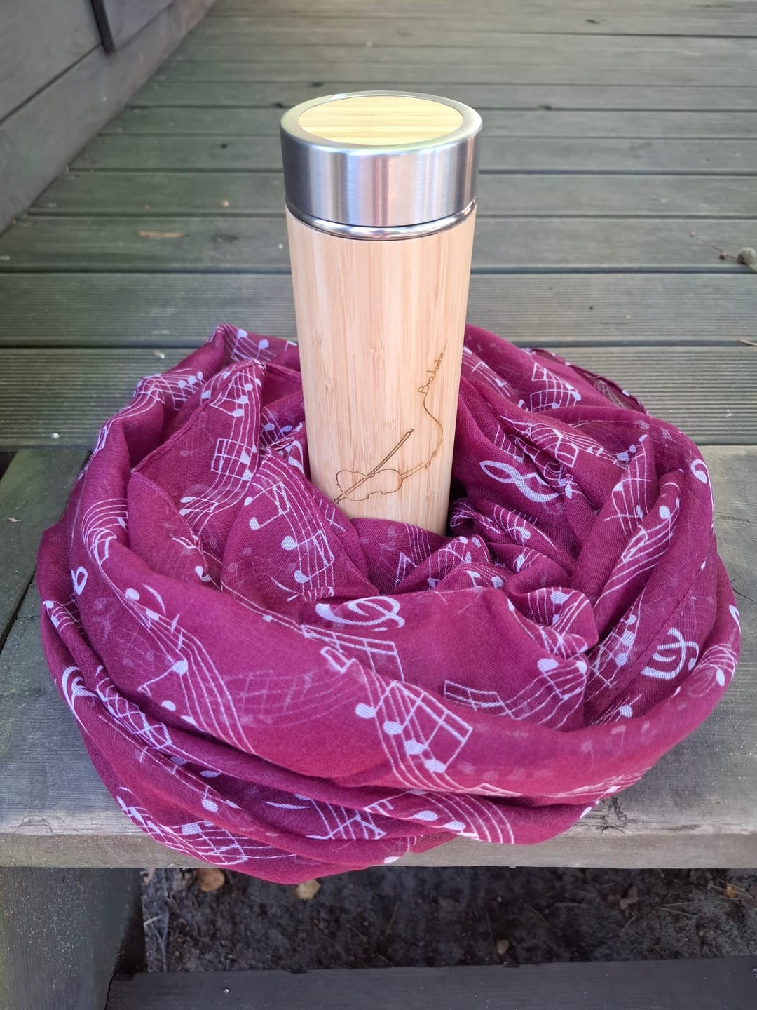 Customer photo review of Bratsche One-Line Design – Bambus-Thermoskanne